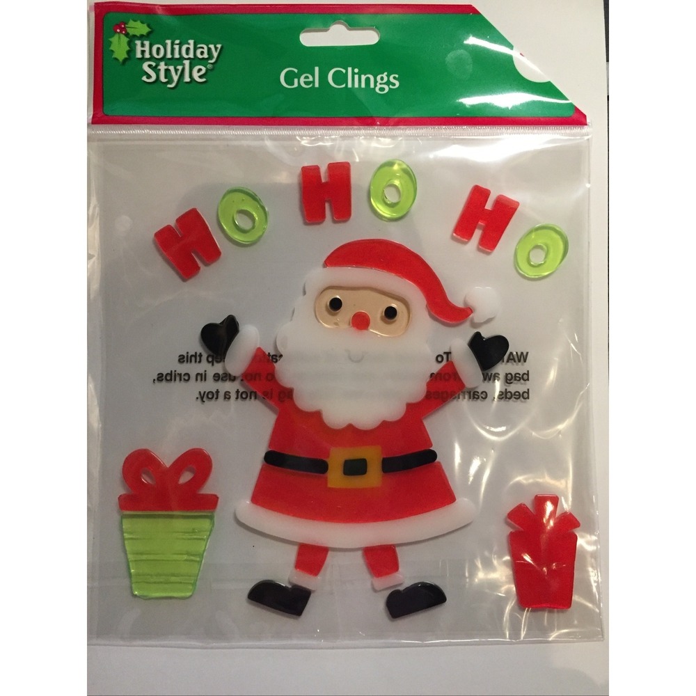 NEW‎ Christmas Happy Santa Claus Gifts Presents HO HO HO window Gel Clings 28 pc